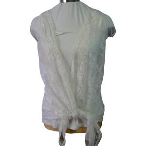 Suzy Shier  White Lace Camisole Tank Top Sleeveless 2 Piece